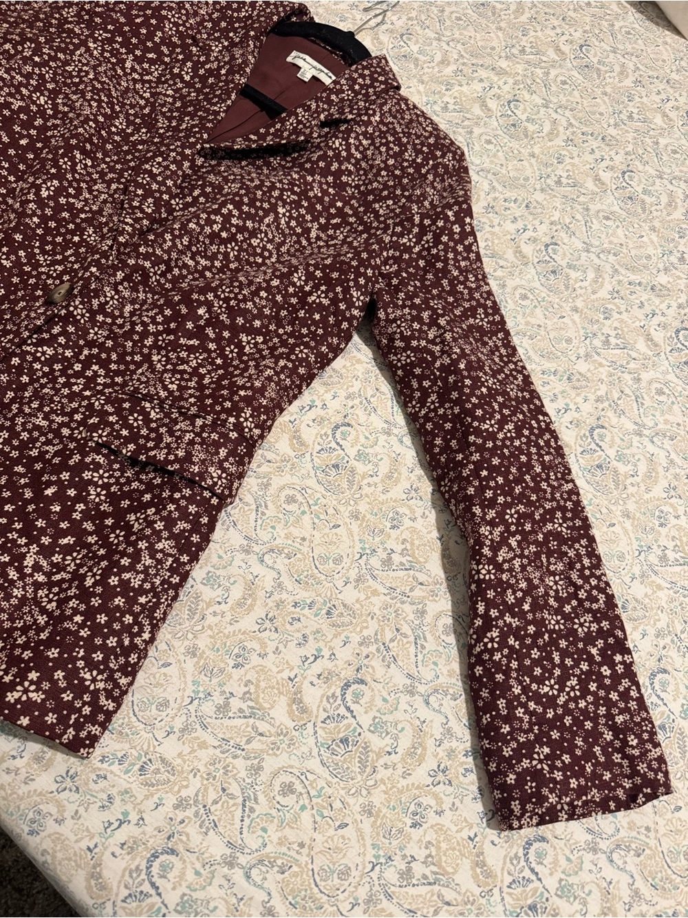 Free People Burgundy Floral Single-Button Blazer - Picture 2 of 9